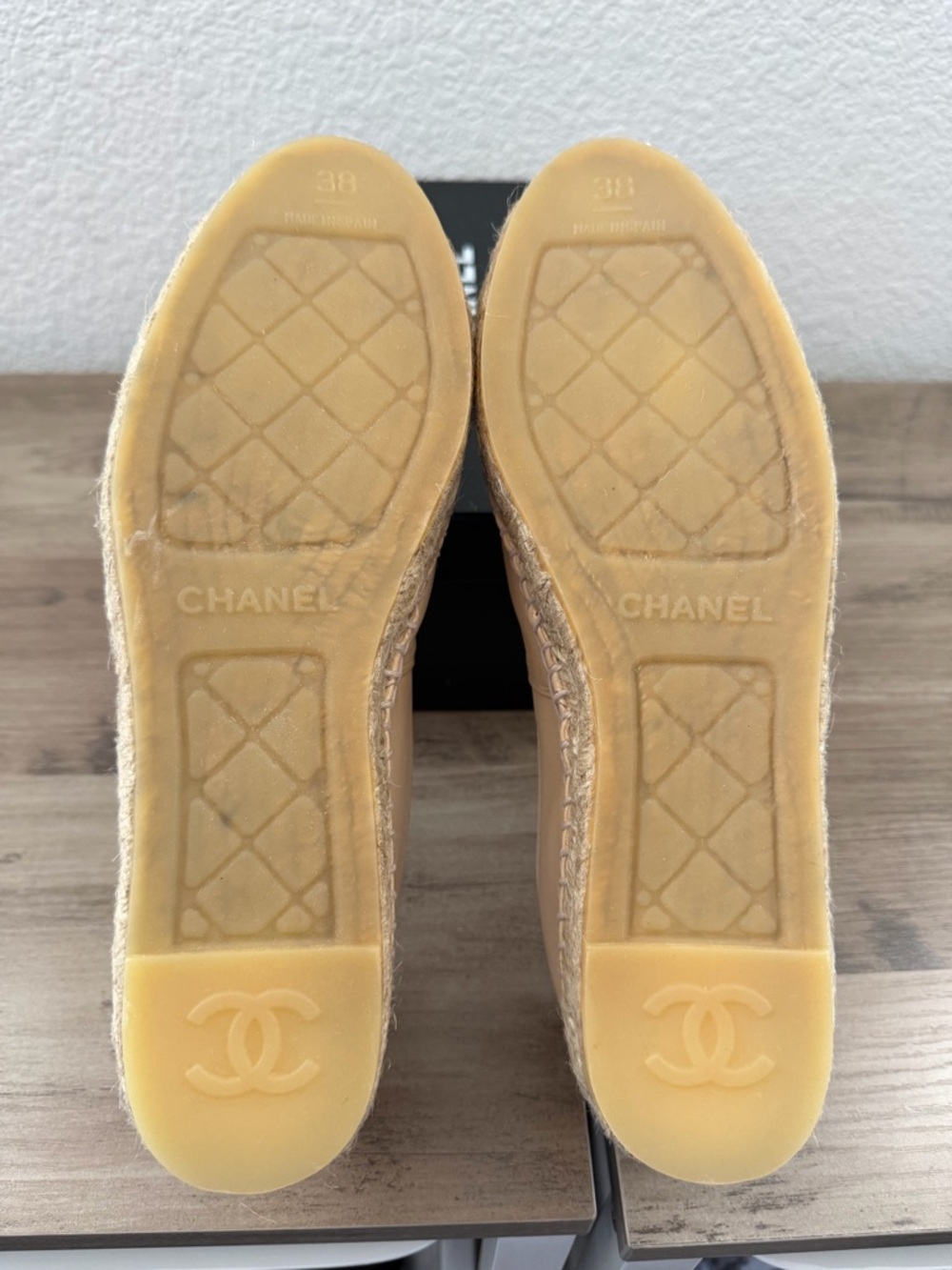 ❌SOLD❌ CHANEL Beige Lambskin Leather Espadrilles - Picture 5 of 7